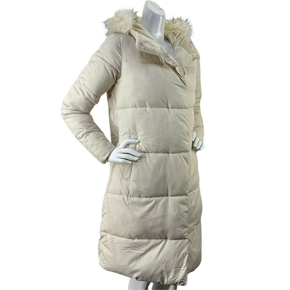 Rachel Parcell Coat Womens Sz Small Cream Puffer Faux Fur Hooded Msrp $228 Nwot - Picture 3 of 10